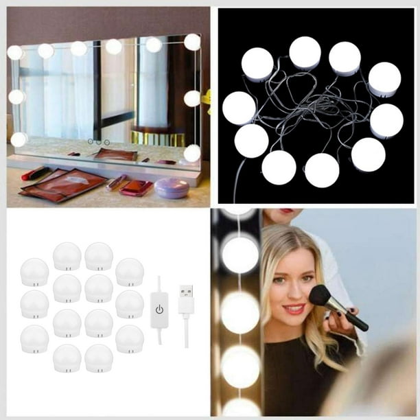 Espejo de tocador de maquillaje con luces, juego de mesa de tocador con  luces de control táctil de 3 colores, escritorio de tocador con espejo y