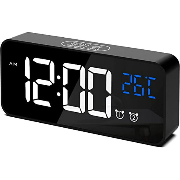 Reloj Despertador Digital, Reloj Digital LED Reloj Despertador  Temperatura/Repetición/2 Alarmas/12/2 ER