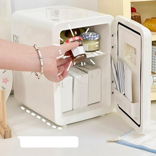Refrigerador Mini,Múltiples Funciones Mini nevera,Refrigerador portátil  para oficina,Dormitorio,Almacenamiento de maquillaje,Blanco BLESIY mini  refrigerador