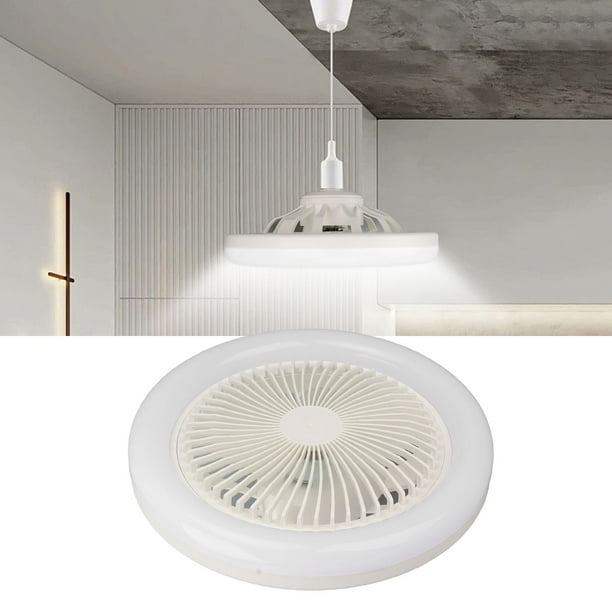 Ventilador de techo LED de 9,8 pulgadas, ventilador de techo silencioso de  3 engranajes con lámpara E27 para sala de estar, 86-265 V, blanco