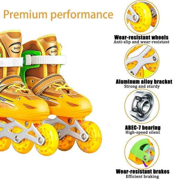 Comprar Patines en línea iluminados ajustables con ruedas iluminadas para  niños y adultos para niñas y niños