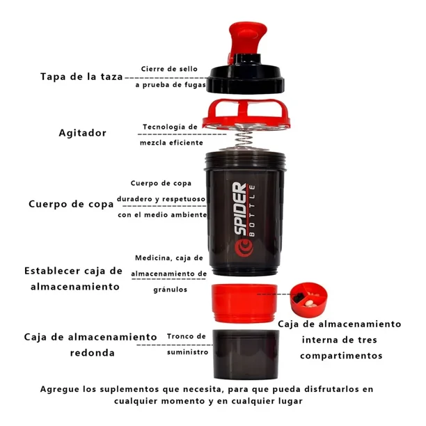 Shaker Vaso Para Proteína Licuados Mezclador Gym Bottle