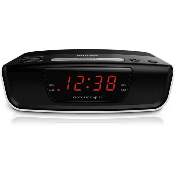 radio despertador digital philips para dormitorio con radio fm pantalla led easy snooze temporiza philips