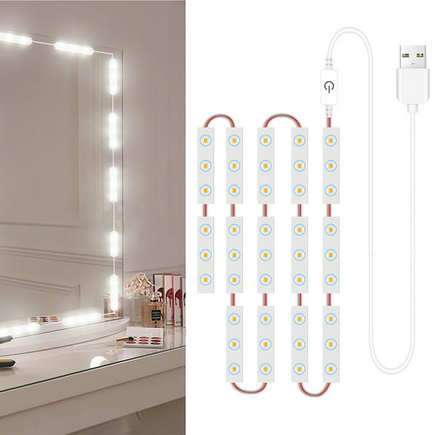 Kit De 3 Luces Espejo Vanidad LED Con Bombillas Luz Para Tocador Baño  Maquillaje