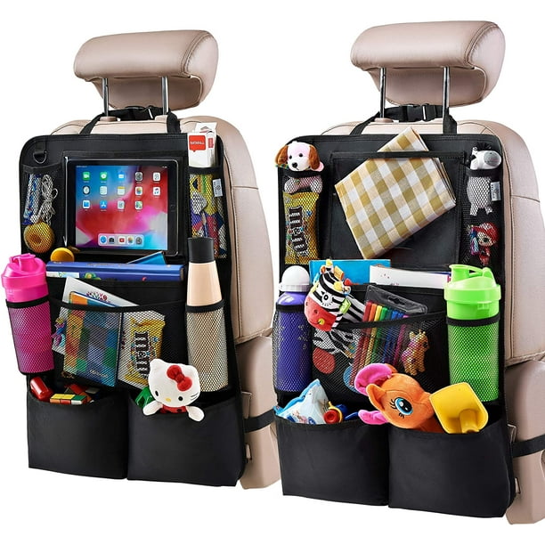 Organizador de asiento trasero de coche, protector de asiento trasero con  soporte para tableta con pantalla táctil, organizador de asiento trasero de  coche para niños, accesorios de viaje de coche, a JAMW