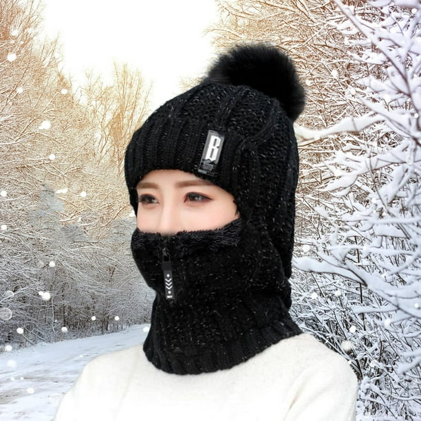 Sombreros de invierno para mujer, gorro de esquí de punto, bufanda para  mujer, sombreros de invierno para bufanda de invierno para exteriores