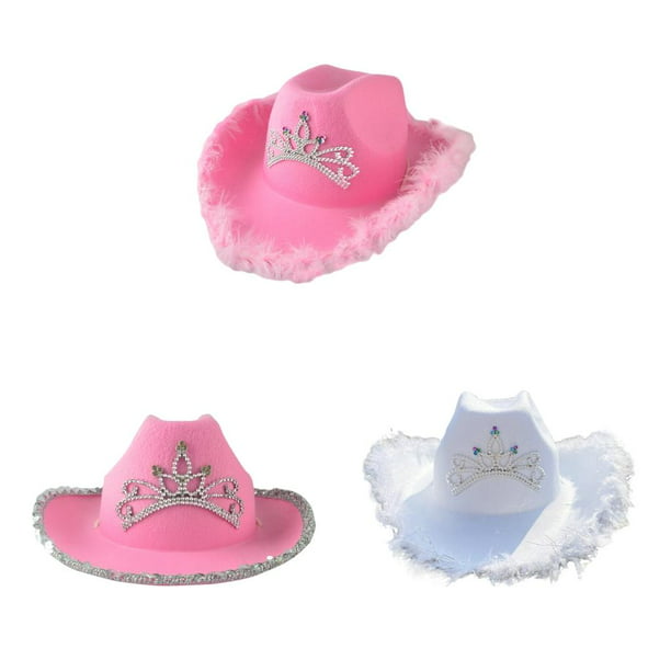Sombrero de vaquero con diseño de corona , sombrero de de estilo occidental  para niña, disfraz ujer, - Visera de lentejuea de lentejuelas Sunnimix  Sombrero de vaquero