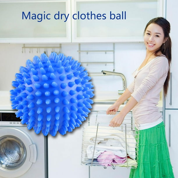 Pelotas de plástico reutilizables para ropa de lavandería de colores azules  con bolsa de malla para lavar pelotas, bolas de pelusa para secadora
