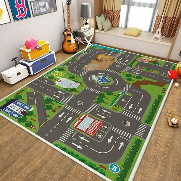 Alfombra de juego divertida para niños, alfombra antideslizante para pista  urbana, creativa para sala de juegos y dormitorio FLhrweasw Nuevo