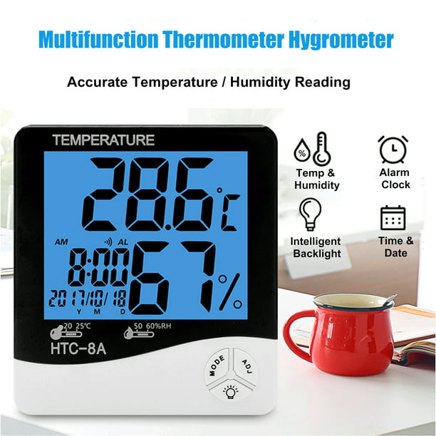 Termómetro higrómetro digital grande para interiores con medidor de  humedad, monitor inteligente con sensor de humedad de temperatura ambiente  con