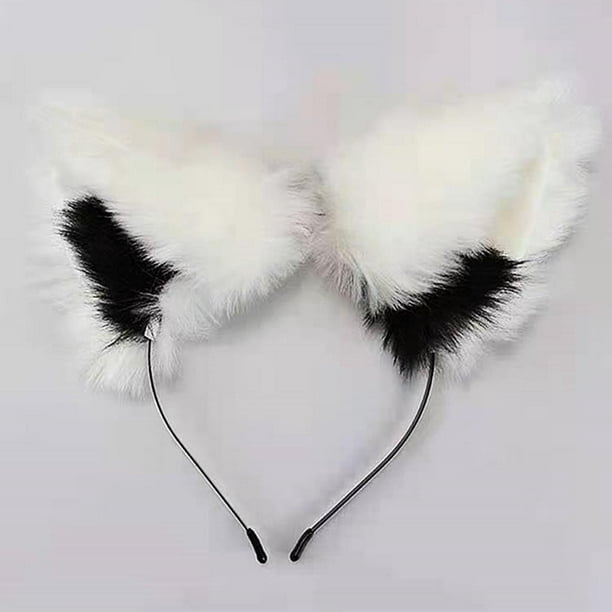 Diadema con orejas de gato, disfraz de animal, banda para el pelo