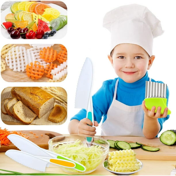  Juego de 3 cuchillos seguros para niños, 3 tamaños y colores de  agarre firme, bordes dentados, sin BPA, de nailon, para cocina, para niños,  para cocinar, seguro, para niños, frutas, verduras
