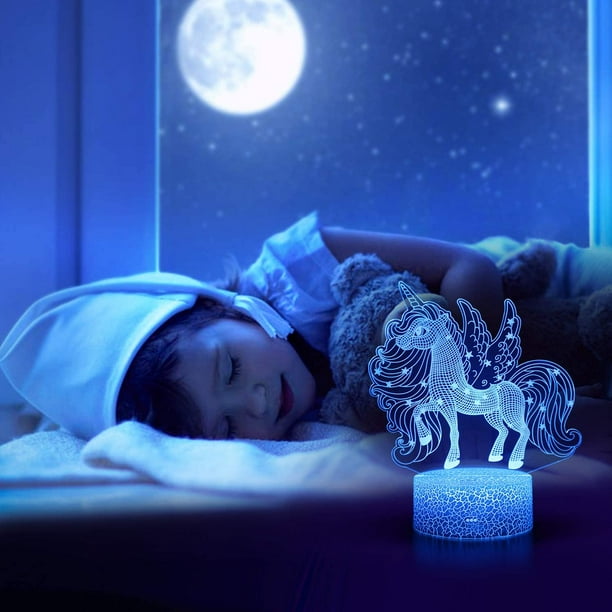 Luz nocturna de unicornio para niños y bebés, lámpara de ilusión 3D  recargable, 16 colores cambiantes con control remoto, regalo de cumpleaños  y vacaciones para niñas (Unicorn2)
