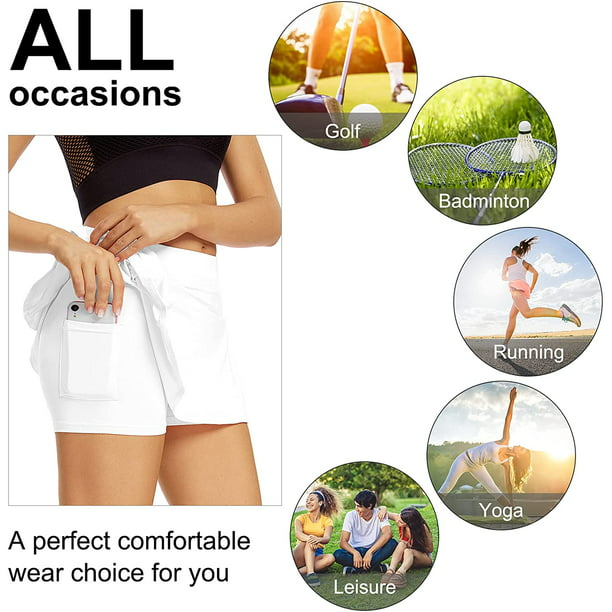 Falda de tenis para mujer Falda plisada ligera para atletismo Deportes Golf  Minifalda para correr con bolsillos y pantalones cortos Adepaton CZYD-ST9-2