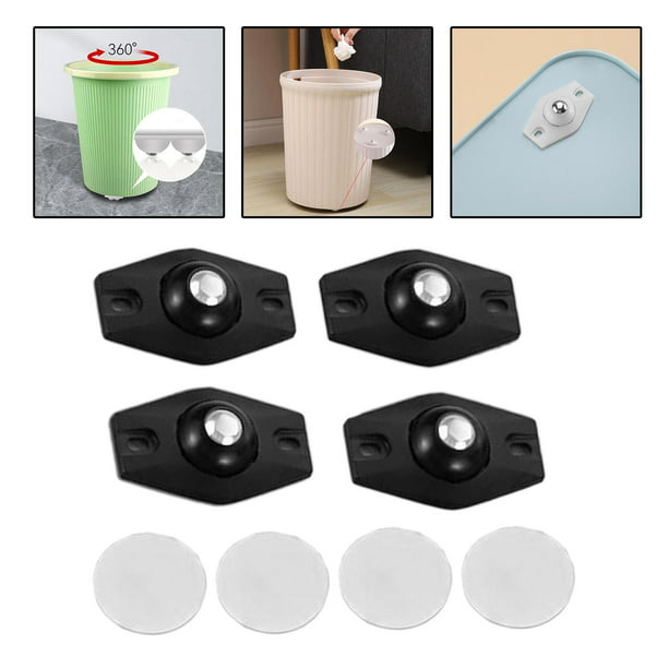 Ruedas de ruedas autoadhesivas Mini ruedas de polea Ruedas adhesivas Ruedas  de rotación de plástico Accesorios para muebles pequeños Caja de basura (32  piezas)