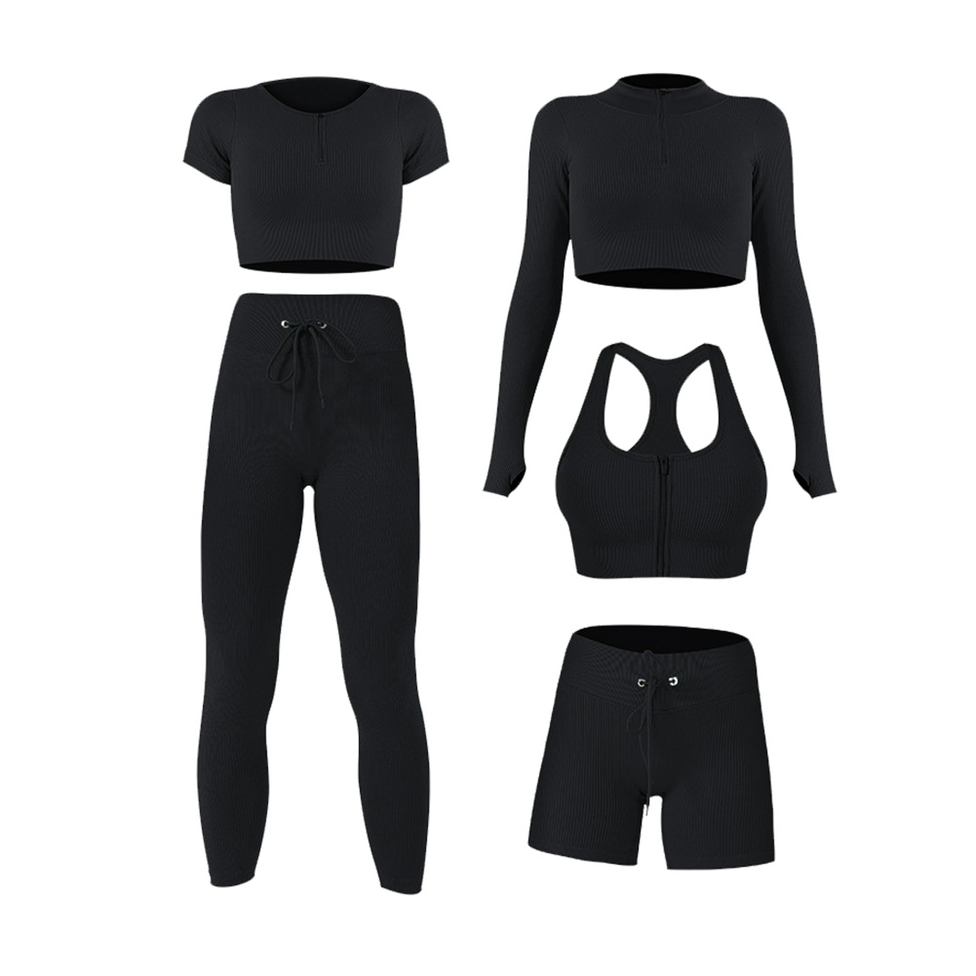 Conjunto de yoga para mujer Traje de ropa deportiva transpirable sin  costuras Artículos deportivos (L Negro) Likrtyny Para Estrenar