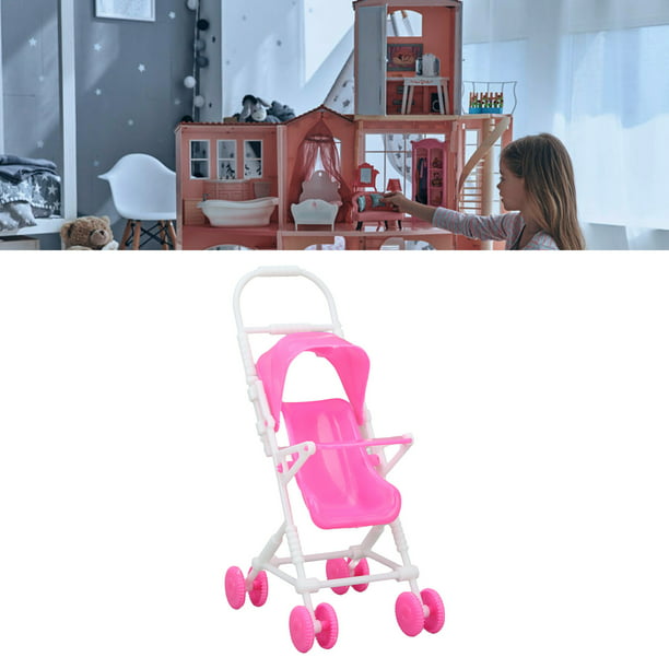Cochecito en miniatura, casa de muñecas de juguete, carro de bebé en  miniatura, muebles de casa de muñecas de plástico, accesorios para la casa  de