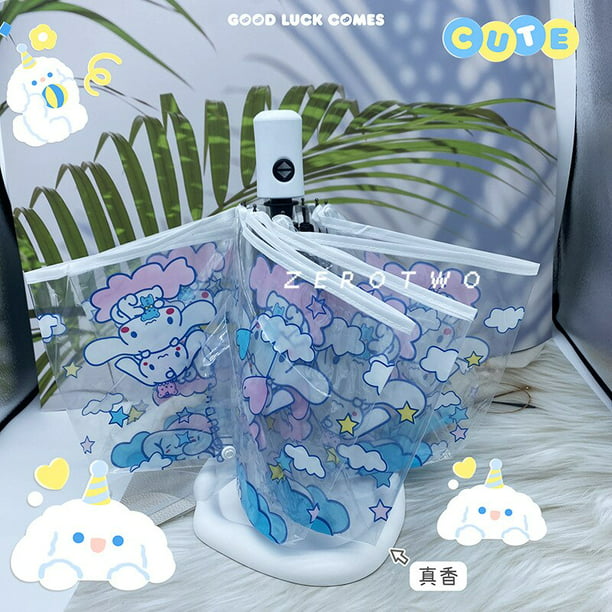 Paraguas transparente plegable para niña, paraguas portátil de dibujos  animados Kawaii, color rosa, transparente, engrosamiento, herramientas  japonesas, regalo