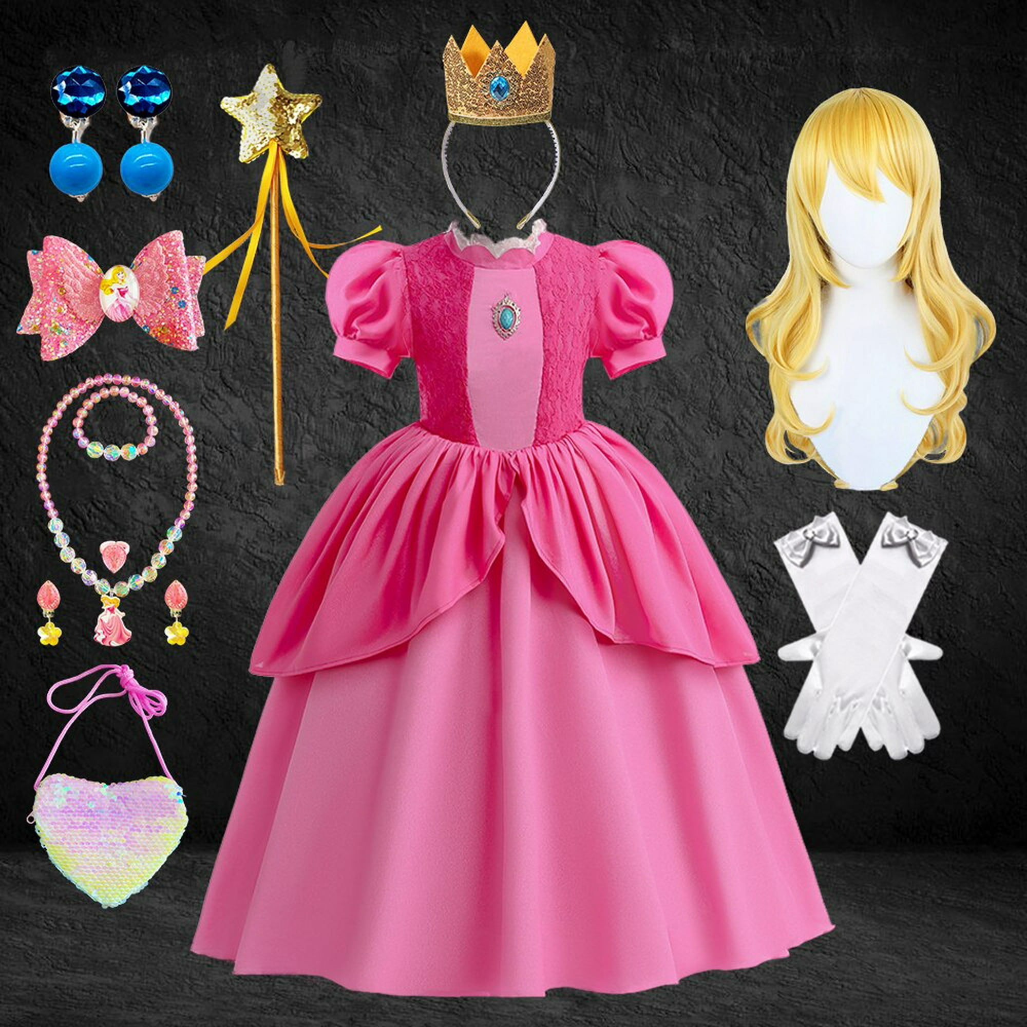 Dzyoleize Vestido de verão infantil Peach Princess Fantasia de festa de  aniversário de manga curta rosa para meninas (as2, age, 3_years, 4_years,  regular, Rosa)