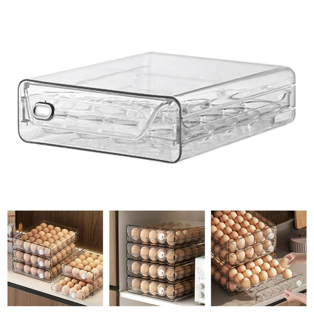 Caja de almacenamiento de huevos para nevera, organizador de huevos  deslizante automático, estante de soporte para empresas de cocina,  organizadores de huevos para refrigerador