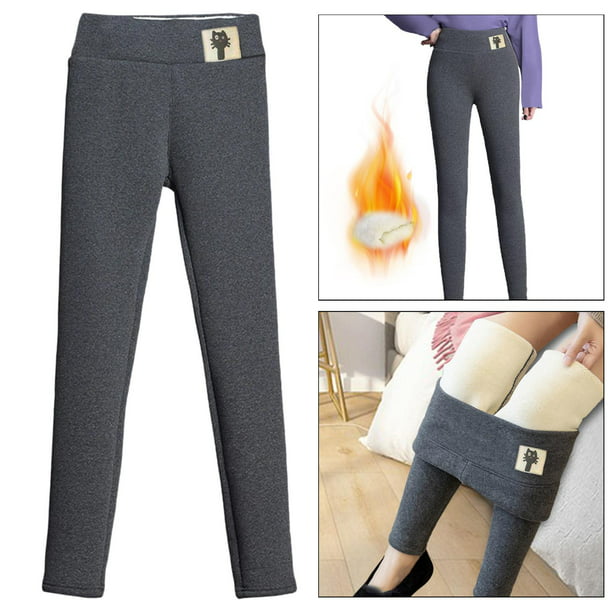 Leggings térmicos gruesos y cálidos para mujer, pantalones de lana