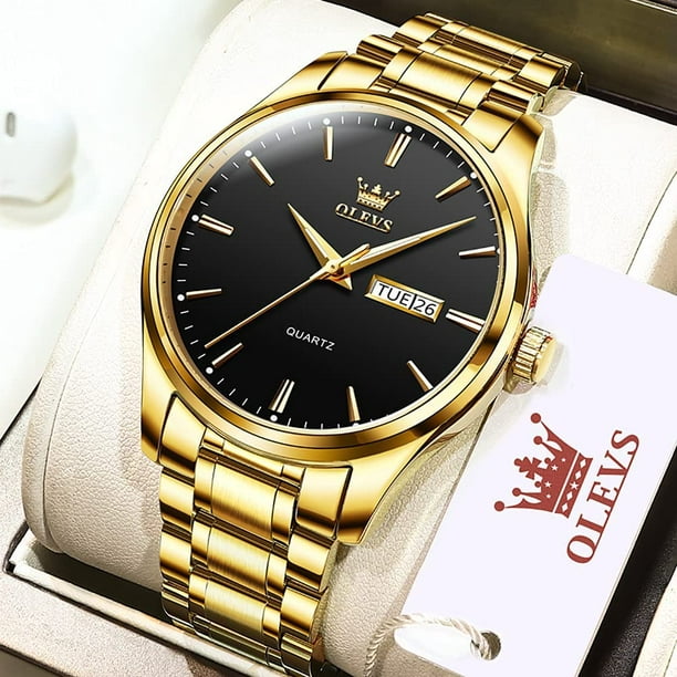 Reloj Para Hombre Dorado Elegante Uso Formal Casual Calidad 40mm 3atm TOP  NUEVO