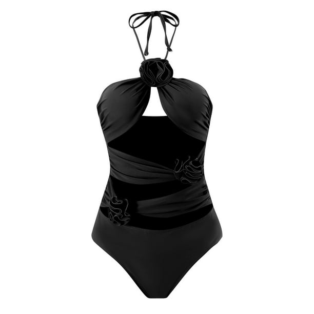Bañador Sexy para mujer, traje de baño negro, Monokini Vintage
