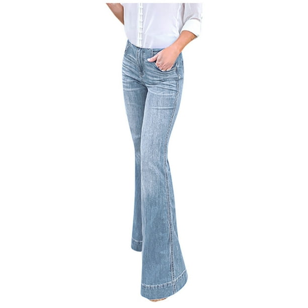 Gibobby Jeans dama talla extra Pantalones anchos de longitud Pantalones  ajustados Pantalones de mezclilla de cintura alta elásticos para mujer