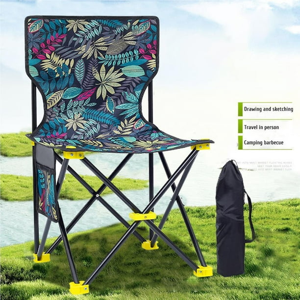 Silla plegable Taburete para acampar Asiento de pesca antideslizante con  bolsa Silla plegable portátil de acero inoxidable Silla pequeña para  acampar