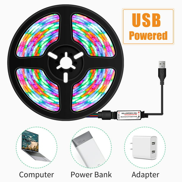 Tira de luces LED RGB con control remoto 24 teclas USB 5V 1M 2M 3M 4M 5M  impermeable flexible cinta luces para fondo de TV