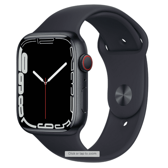 apple watch series 7 gps  cellular caja de aluminio de 45 mm con correa deportiva midnight  midn apple mkj73lla