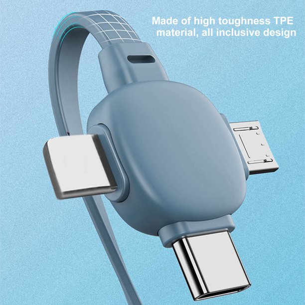 Cable Cargador Múltiple USB 4ft Largo Cable Carga Teléfono 3en1