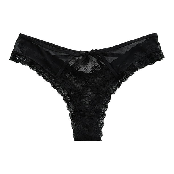Gibobby Calzones de encaje para mujer Sexy encaje cintura bragas algodón  mujer ropa interior Tanga(Negro,G)