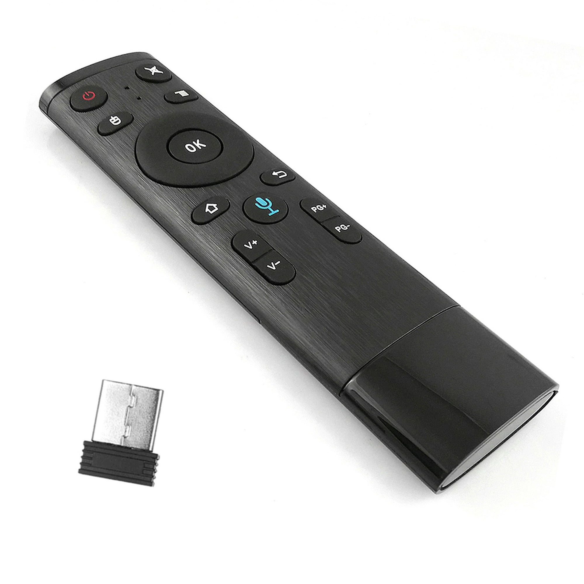 Control remoto 2.4G Control remoto inalámbrico con entrada de voz de  receptor USB para Smart TV Android TV Box HTPC PC Projector Black Irfora  Control remoto