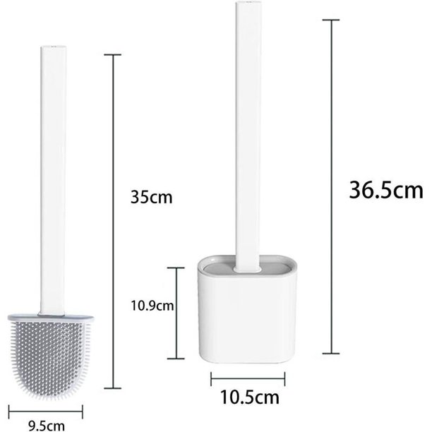 Escobilla de inodoro de silicona flexible con soporte, cerdas de silicona  suave, escobilla de baño resistente