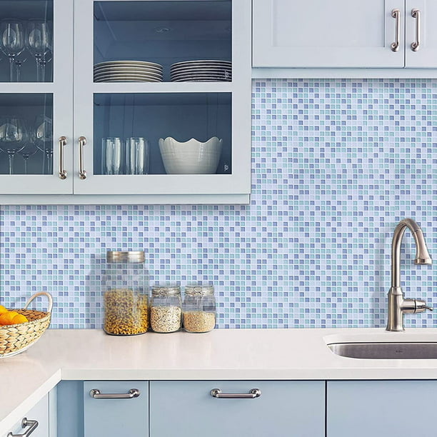 Adhesivo de pared de mosaico de espejo, azulejos autoadhesivos, papel tapiz  extraíble, para decoración del hogar, decoración de pared de cocina, papel