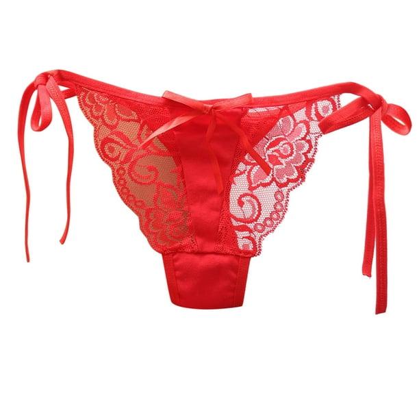 Gibobby Tangas de sexy mujer Tanga de encaje sexy para mujer Bragas de  encaje de cintura Ropa interior de algodón(Rojo,Talla única)