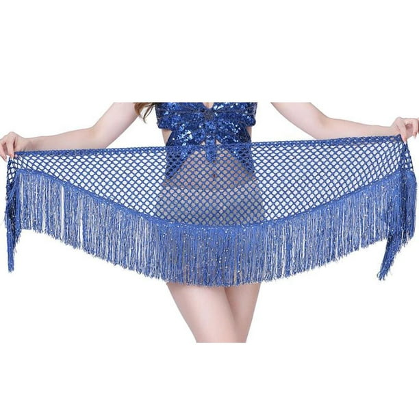 Danza del vientre para mujer Bufanda de cadera Trajes Ropa Azul real Hugo  Pañuelo de danza del vientre