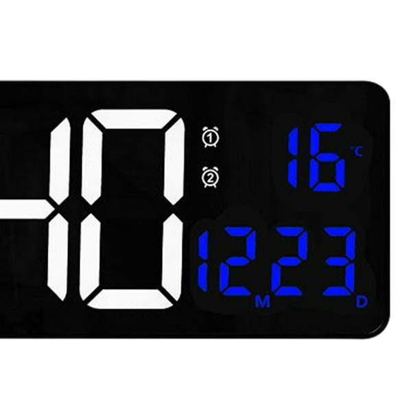  Reloj de pared digital LED de gran tamaño de 15 pulgadas,  pantalla grande con fecha de temperatura interior, fecha y día de la  semana, reloj eléctrico de pared/calendario, decoración del hogar