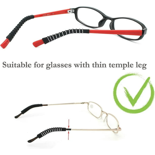 Empuñaduras de punta de gafas, puntas de patilla de gafas cómodas elásticas  de silicona, piezas de calcetín de oreja antideslizante, retenedor de manga  de tubo, 4 pares