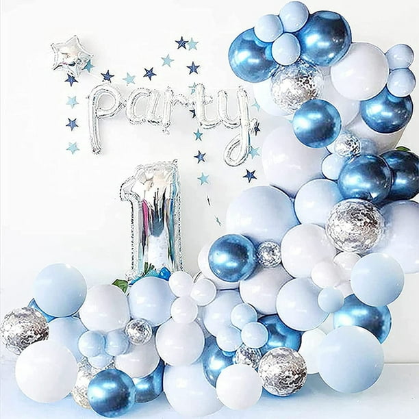 Guirnalda globos blancos y azules