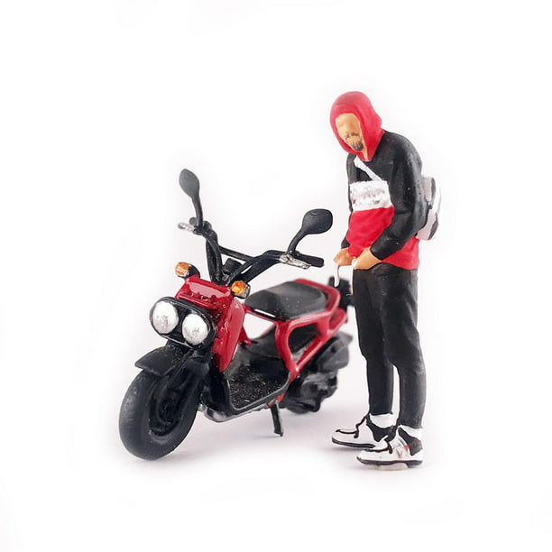 Miniatura de motocicleta roja, miniatura coleccionable retro de