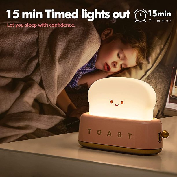 Luz nocturna para dormitorio, lámpara tostadora con forma de pan