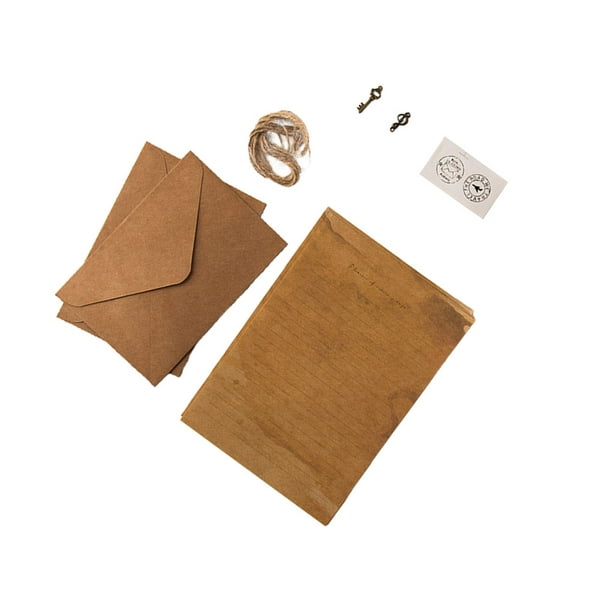 sweethay Sobres Kraft de 12 piezas, papel de carta de superficie lisa,  sobres hechos a mano, accesorios de estampado, sello adhesivo, suministro  cartulina Tipo 2
