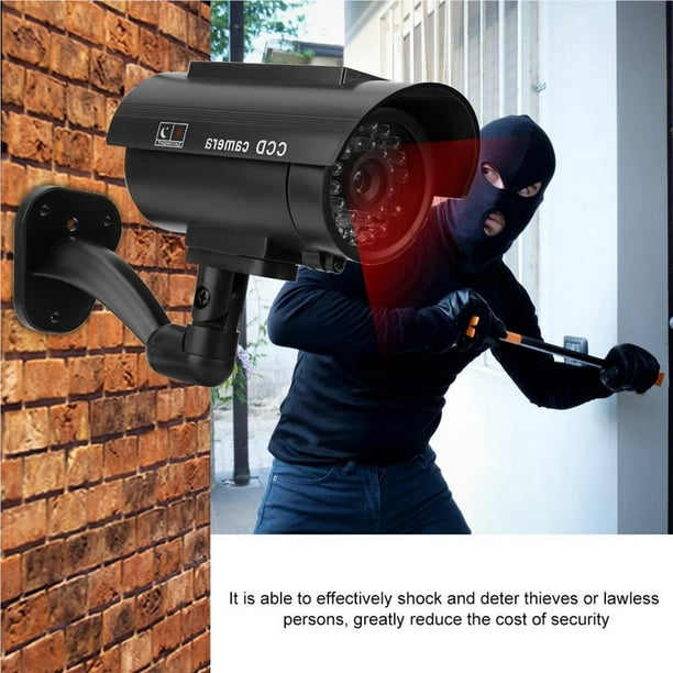 Camara Vigilancia Seguridad Falsa Simulada Luz Led Casa