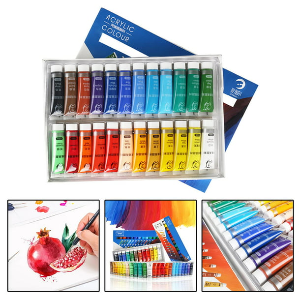 Set Pintura acrílica para lienzos 12 colores en tubo con caja de