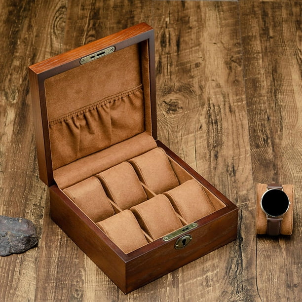 Caja organizadora de reloj de madera para hombre caja de almacenamiento con  6 y 10 ranuras