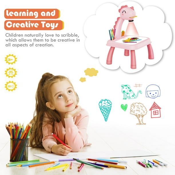 Mesa De Proyector De Dibujo Tablero De Pintura De Proyector Infantil  Educativo para Niños Arte De Aprendizaje Temprano Rosa