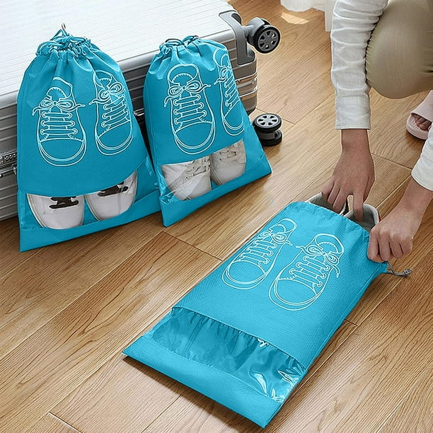 14 bolsas transparentes para zapatos con cuerda para almacenamiento de  viaje, bolsas grandes transparentes con cordón, bolsas de plástico  portátiles