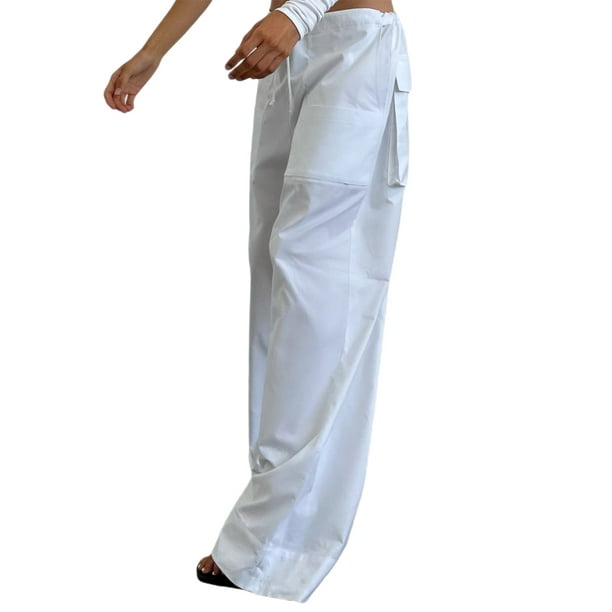 Pantalones anchos mujer Casual Color Sólido Pantalones sueltos con